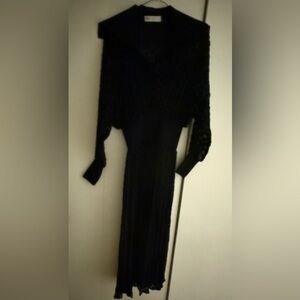 Tory Burch Sheer with knit detail Black Dress. Sz Small